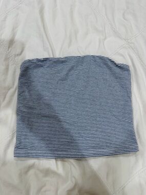Brandy Melville Blue and White Striped Tube Top NEVER WORN